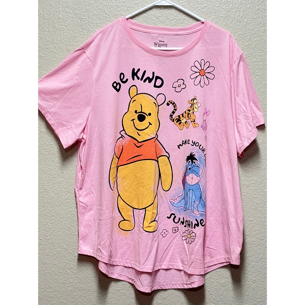 Disney Winnie the Pooh Be Kind Pink Graphic Tee Shirt Womens 3X Tigger Eeyore